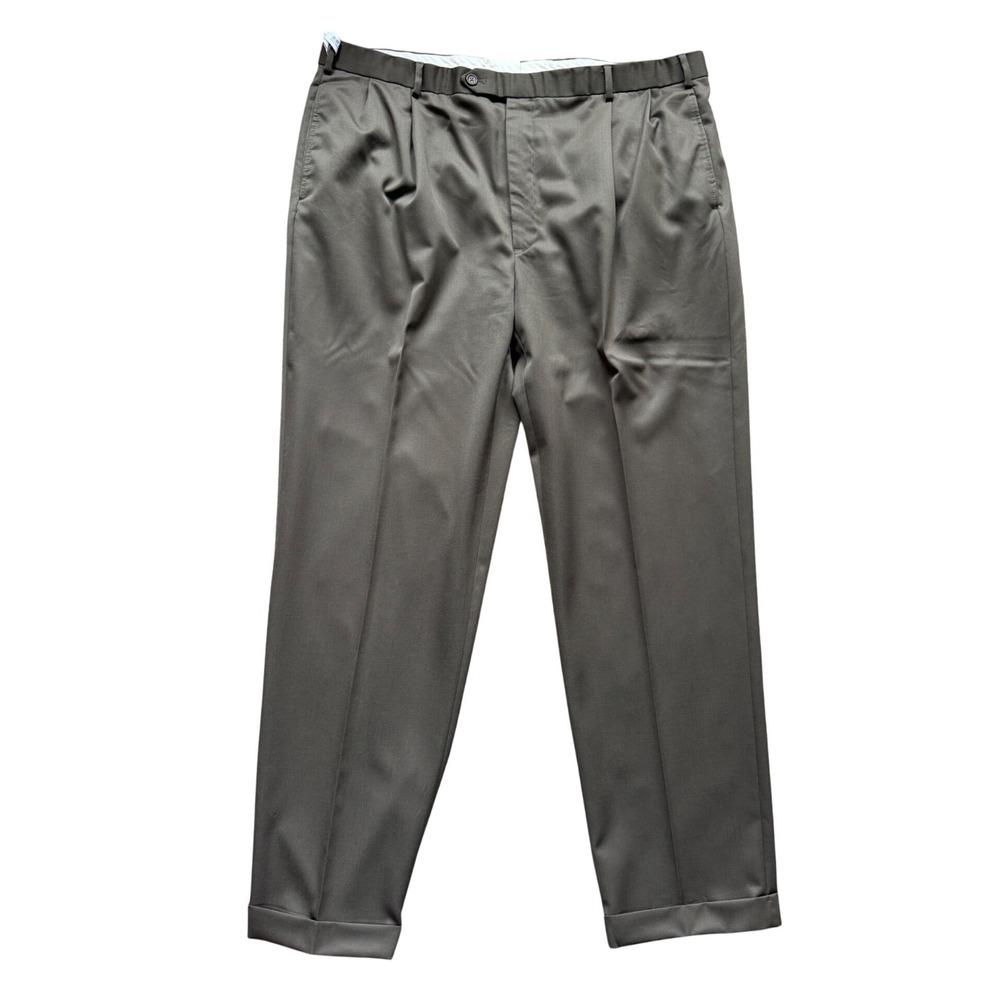 Brooks Brothers Dress Pants Mens 42x34 100% Wool Pleated Madison Fit Cuffed